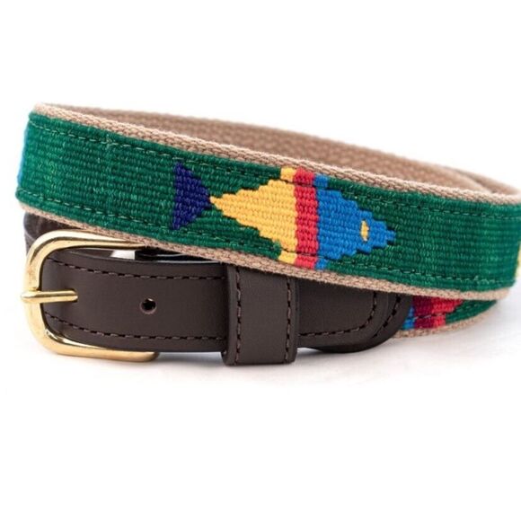 A Tail We Could Wag Cotton & Leather Belt with Brass Buckle, Foolish Fish - Picture 1 of 5